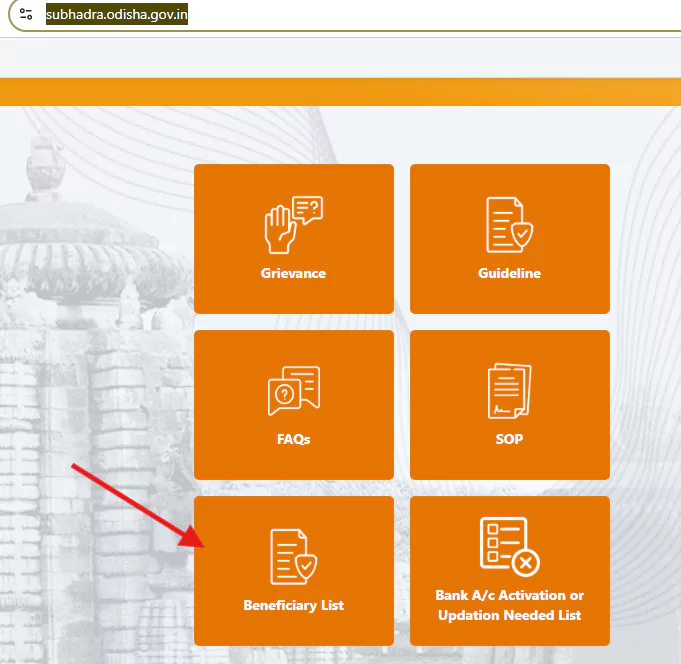 Beneficiary List for subhadra yojana